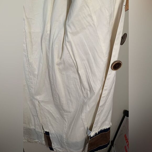 Boden EUC cream/brown cotton long coat with large brown buttons Size 10 - Picture 7 of 9